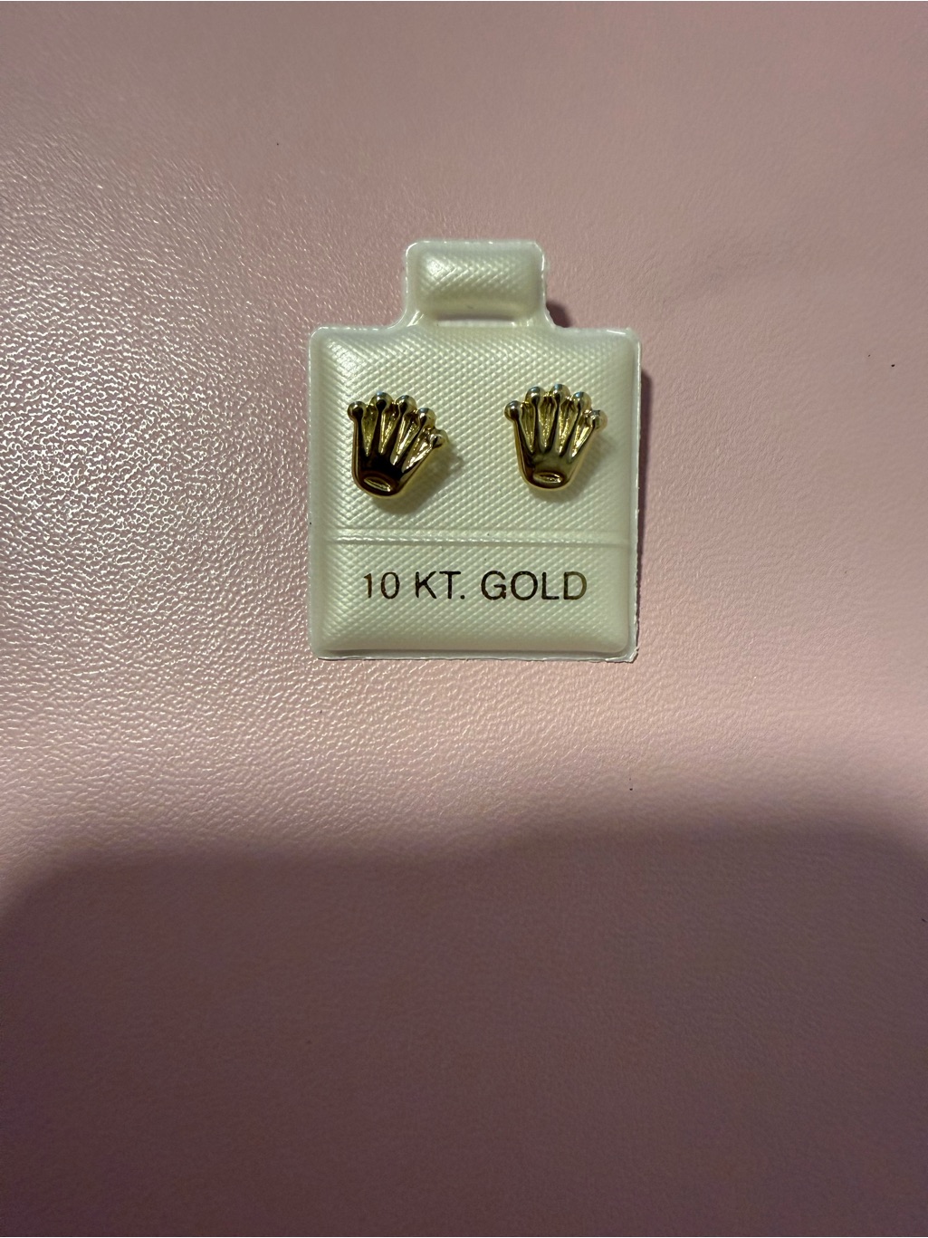 10 Kt Gold Crown Stud Earrings  Gold
